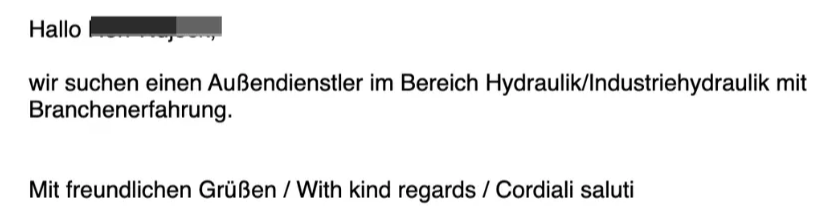 Reply in German from a managing director with a concrete need